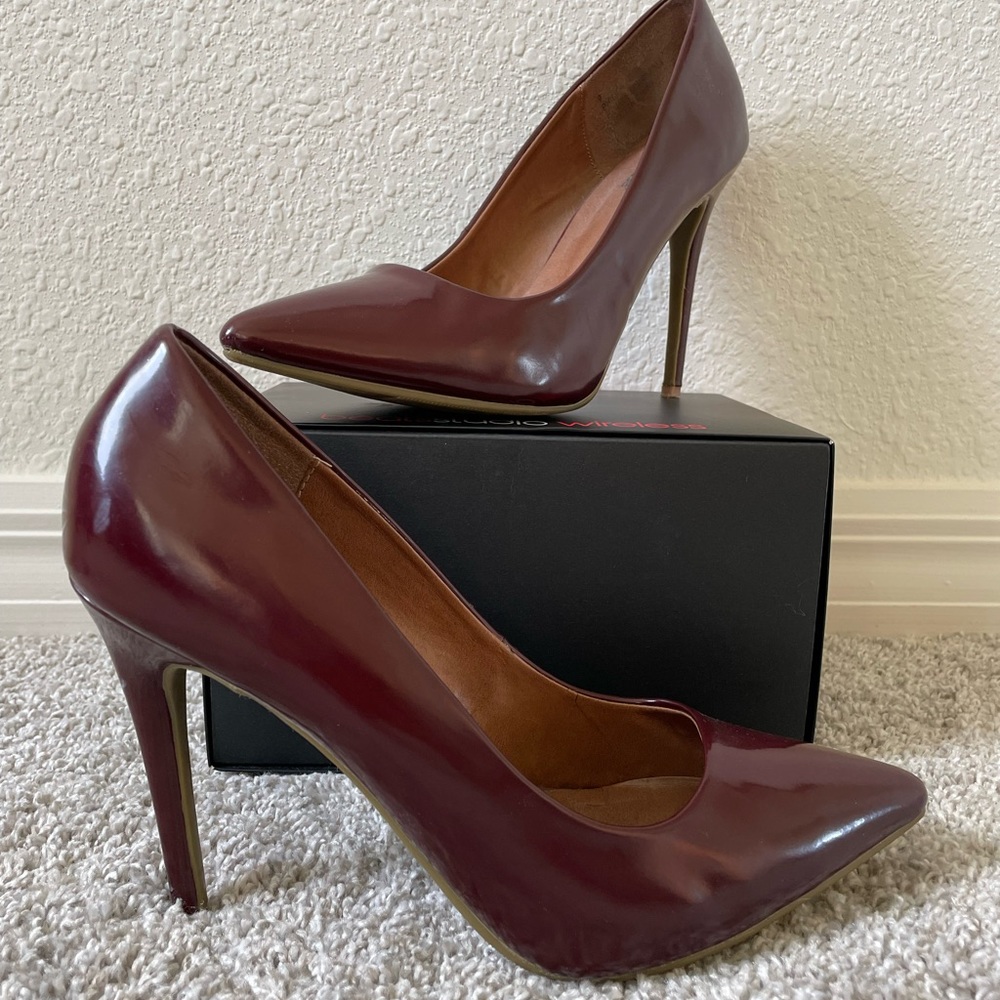 Patent Leather Maroon Pumps